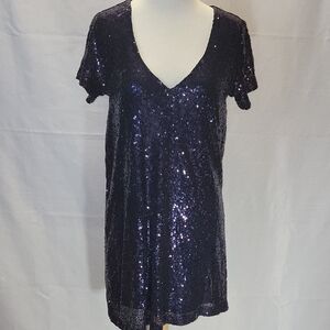 Lulu's Midnight Blue and Lilac Sequin Dress